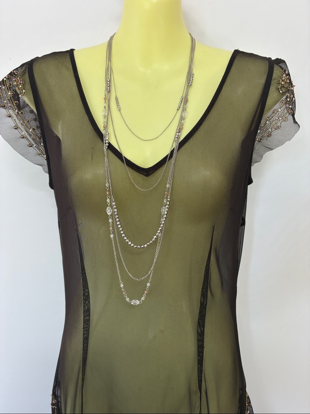 Bcbg Dress Sheer Beaded Asymmetrical Y2K Excellent 6 - Picture 3 of 8